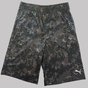 Puma Shorts Boys Large‎ Black Spotted Paint All Over Print Drawstring Pockets